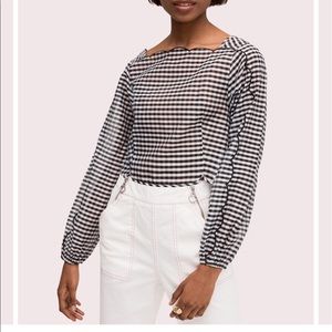 Kate spade gingham scalloped blouse.
